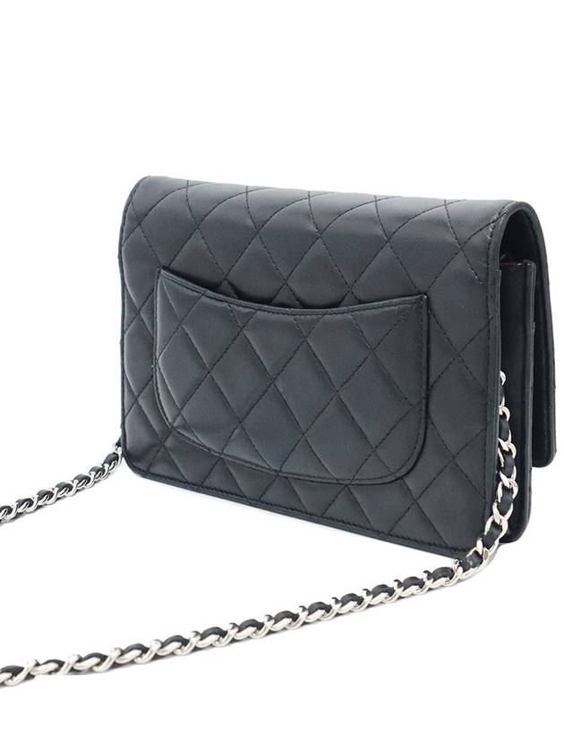 Chanel A33814 Black Lambskin Classic Silver Chain WOC Cross Bag 17th
