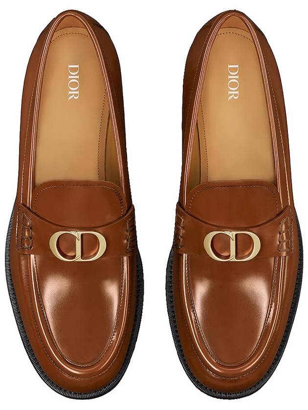 Christian Dior Granville CD Logo Leather Loafers Middle Brown