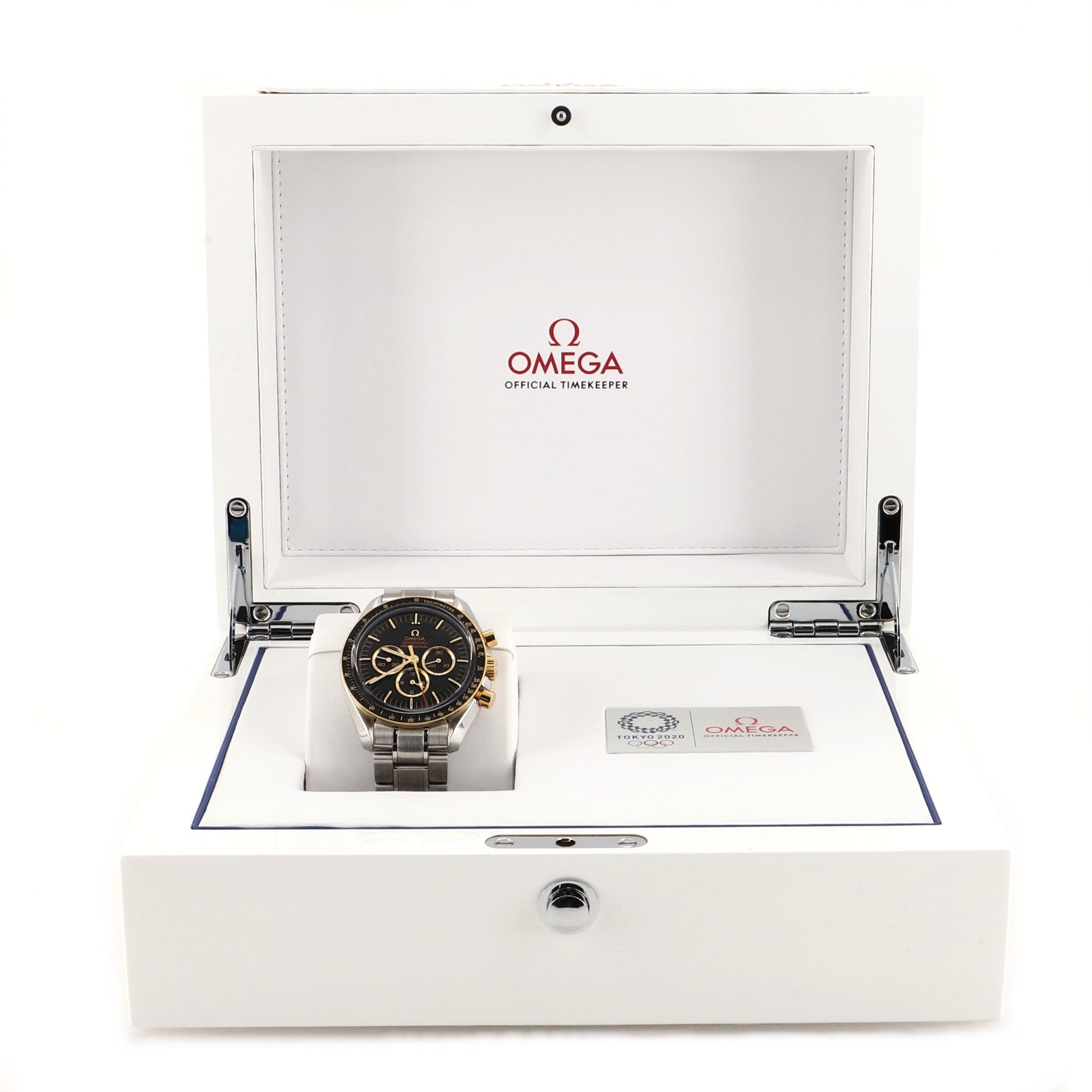 Omega Speedmaster Professional Tokyo Olympic Chronograph Limited Edition Manual Watch Stainless Steel and Yellow Gold 42