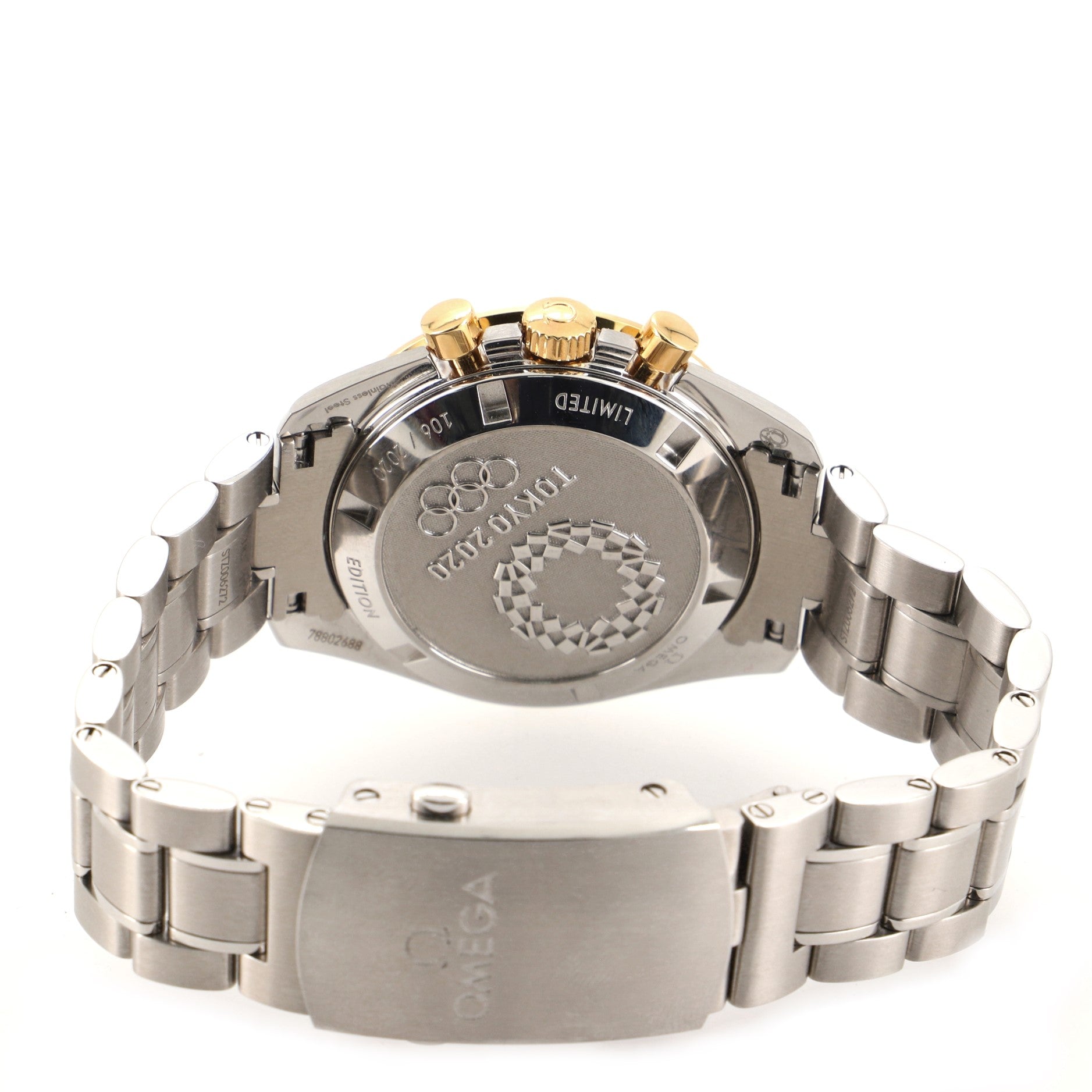 Omega Speedmaster Professional Tokyo Olympic Chronograph Limited Edition Manual Watch Stainless Steel and Yellow Gold 42