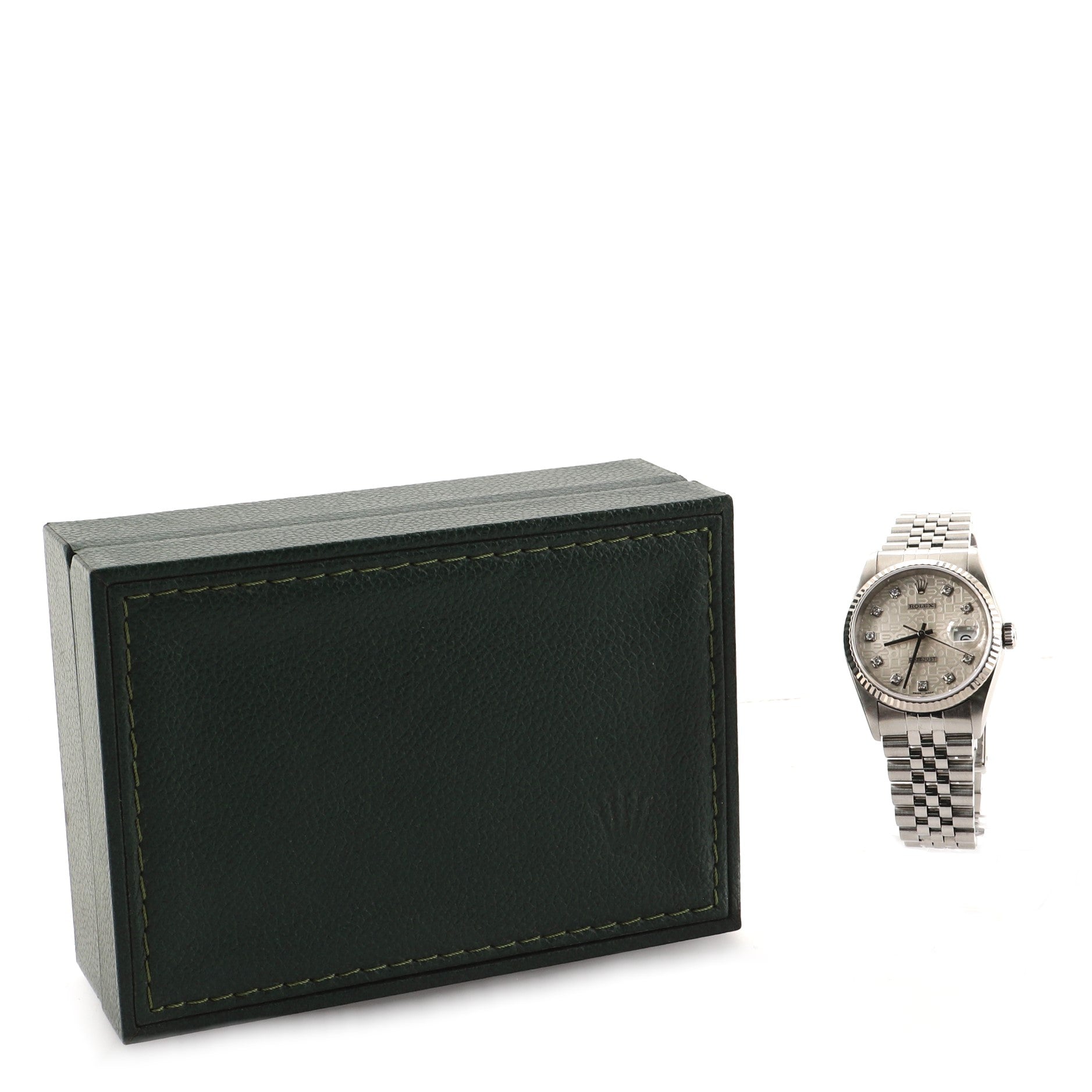 Rolex Oyster Perpetual Datejust Automatic Watch Stainless Steel and White Gold with Diamond Markers 36