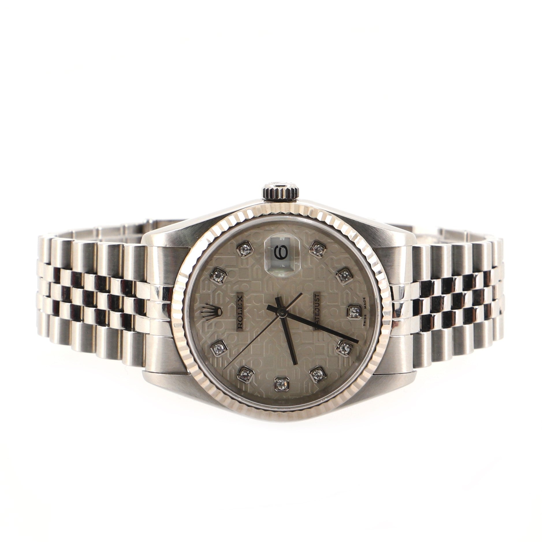Rolex Oyster Perpetual Datejust Automatic Watch Stainless Steel and White Gold with Diamond Markers 36