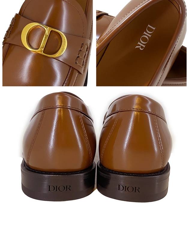 Christian Dior Granville CD Logo Leather Loafers Middle Brown