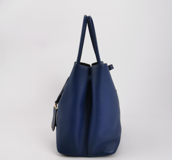 Preloved Prada Double Bag 35cm Blue 250209781055605