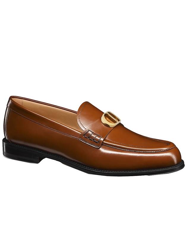 Christian Dior Granville CD Logo Leather Loafers Middle Brown