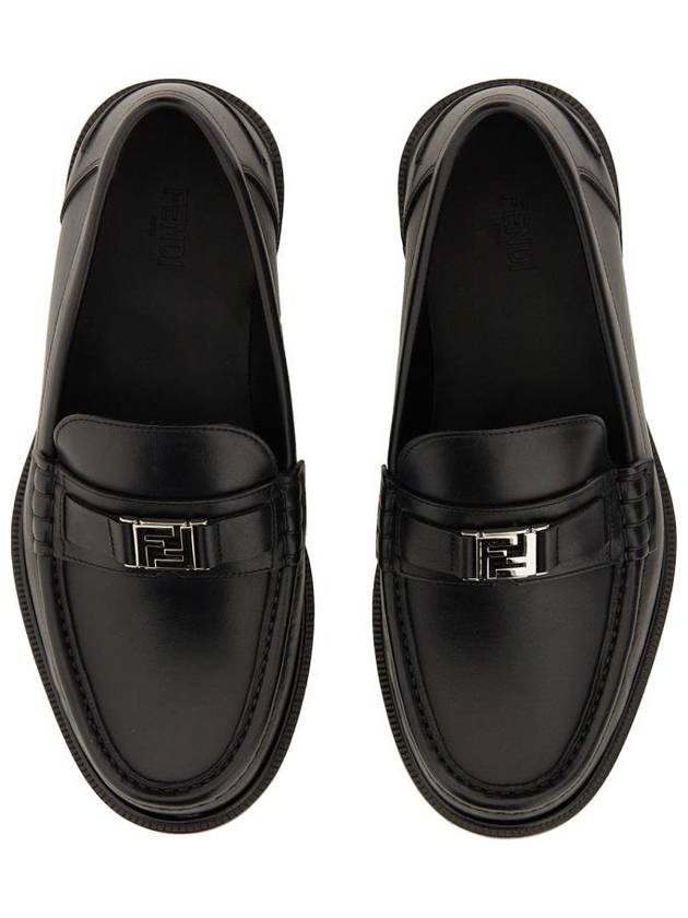 Fendi FF Square Leather Loafers Black
