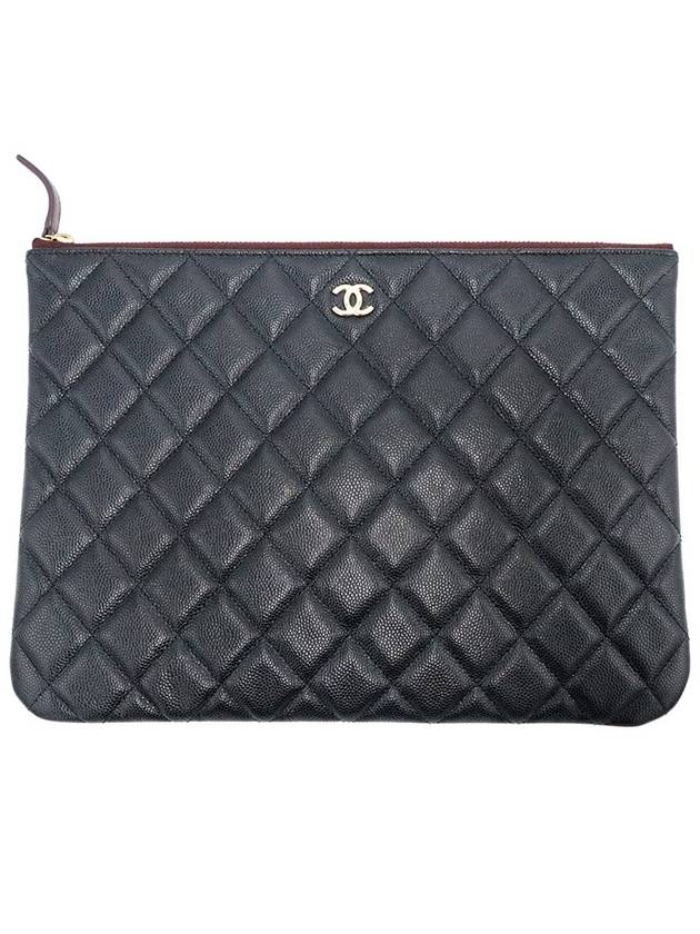 Chanel A82545 Black Caviar Gold Classic New Medium Clutch No 29