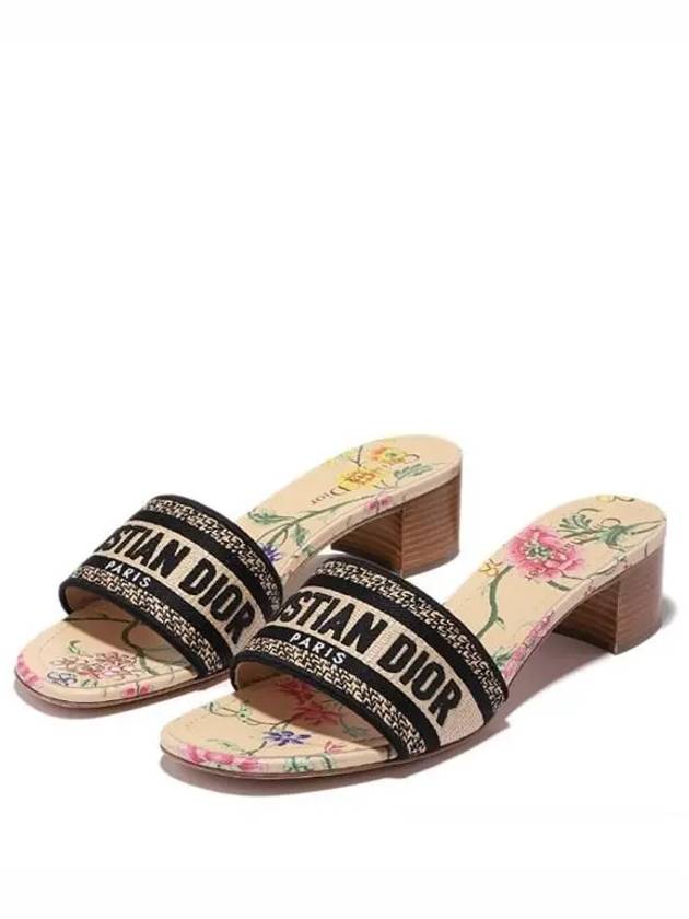 Christian Dior D-Way Embroidered Logo Mule Heel Beige