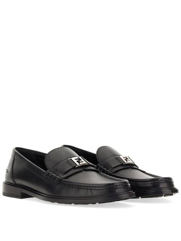 Fendi FF Square Leather Loafers Black