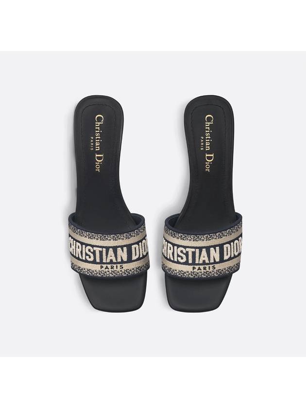 Christian Dior Women's Dway Embroidery Logo Heel Slippers Deep Blue
