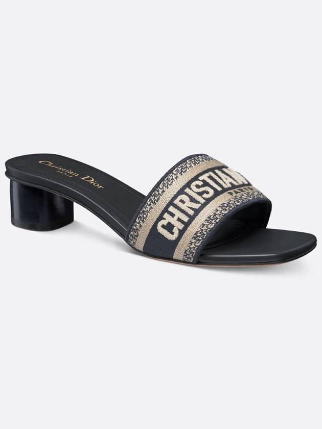 Christian Dior Women's Dway Embroidery Logo Heel Slippers Deep Blue