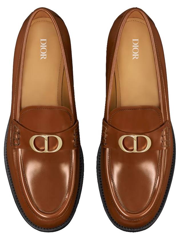 Christian Dior Granville CD Logo Leather Loafers Middle Brown