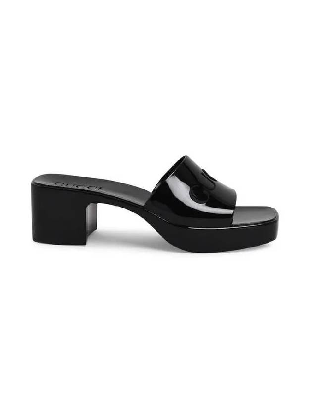 Gucci Women's Rubber Slide Sandals Heel Black