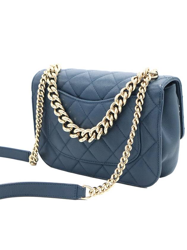 Chanel Blue Caviar CC Logo Small Gold Stud Chain Shoulder Bag 24th