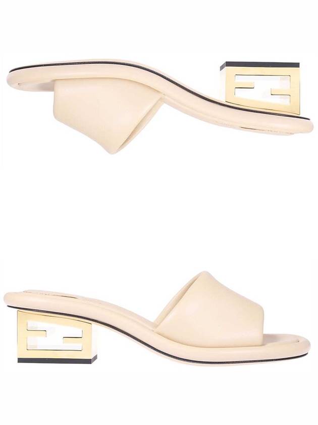 Fendi FF Baguette Motif Nappa Leather Sandals Beige