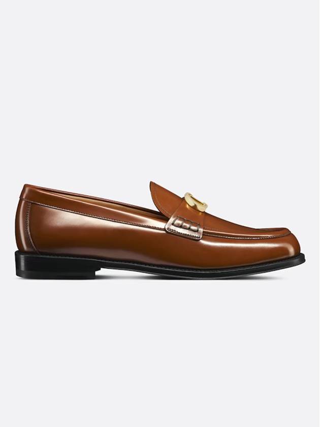 Christian Dior Granville CD Logo Leather Loafers Middle Brown