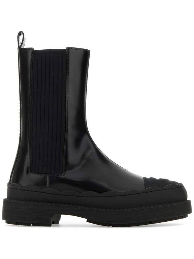 Gucci Interlocking G Leather Ankle Boots Black