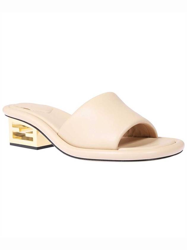 Fendi FF Baguette Motif Nappa Leather Sandals Beige