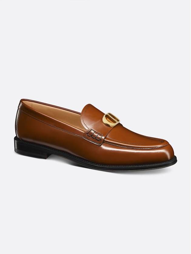 Christian Dior Granville CD Logo Leather Loafers Middle Brown