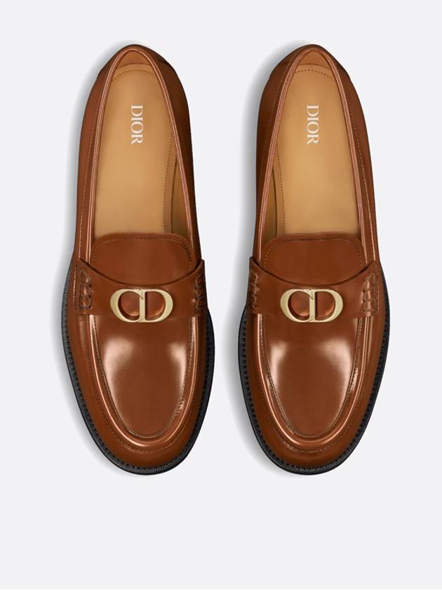 Christian Dior Granville CD Logo Leather Loafers Middle Brown