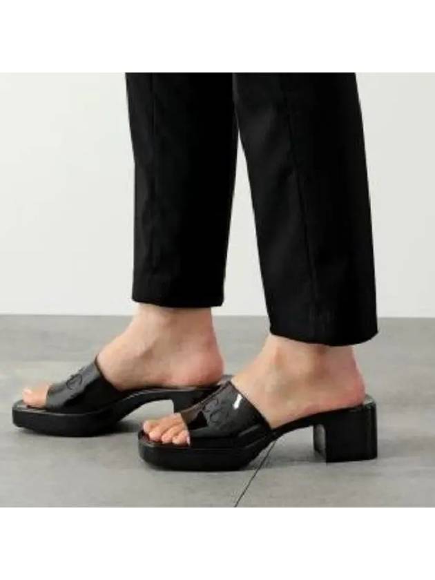 Gucci Women's Rubber Slide Sandals Heel Black