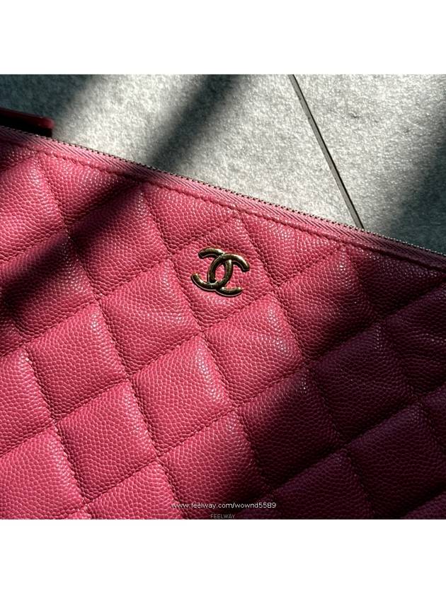 Chanel Women s Classic Caviar Gold Clutch Bag Medium Pink