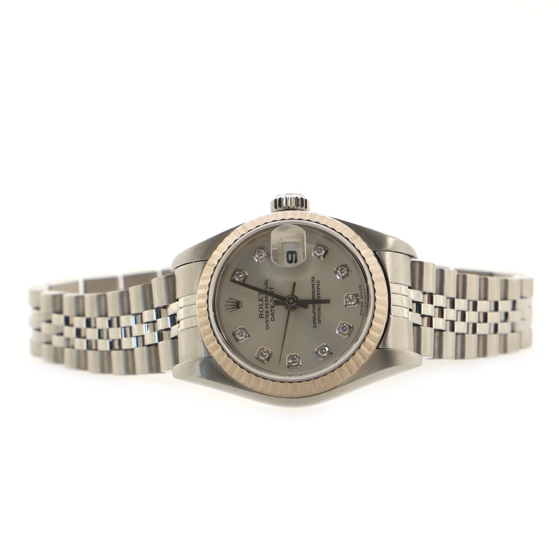 Rolex Oyster Perpetual Datejust Automatic Watch Stainless Steel and White Gold with Diamond Markers 26