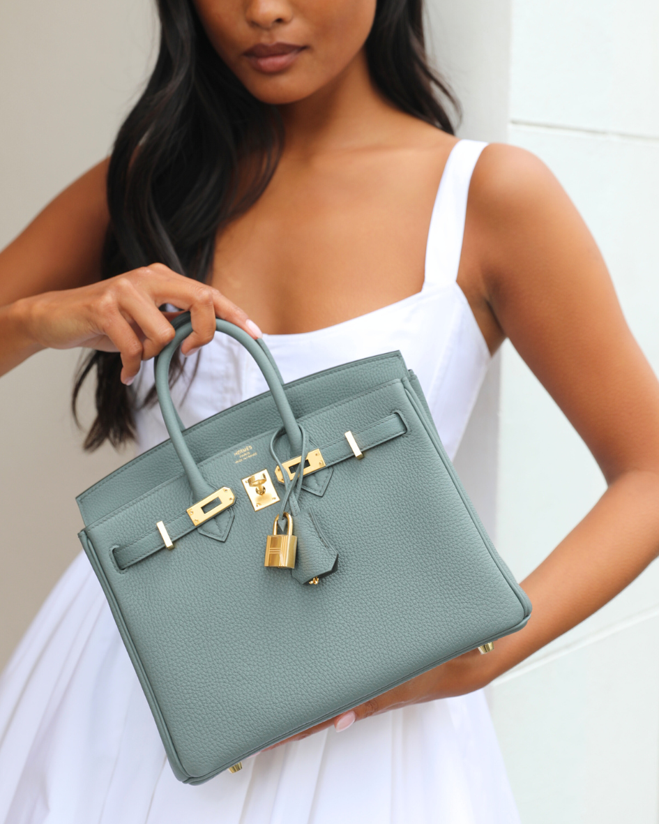 Hermes Birkin 25cm Retourne Bag in Vert Amande Togo Leather with Gold Hardware