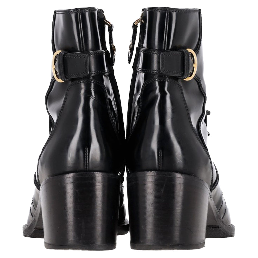 Louis Vuitton Lace-Up Heeled Boots in Black Patent Leather