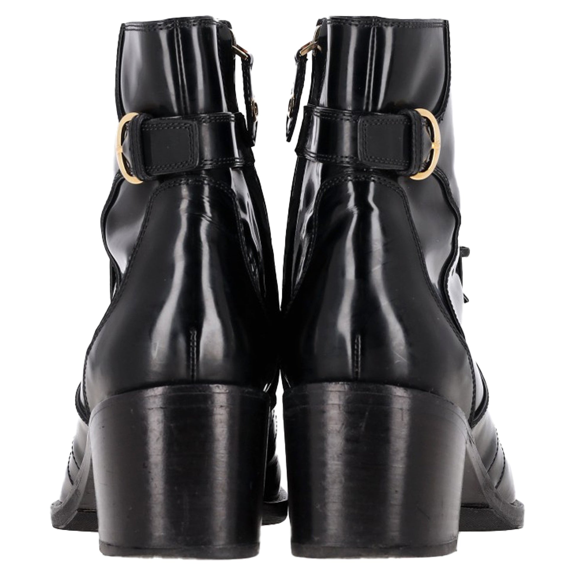 Louis Vuitton Lace-Up Heeled Boots in Black Patent Leather