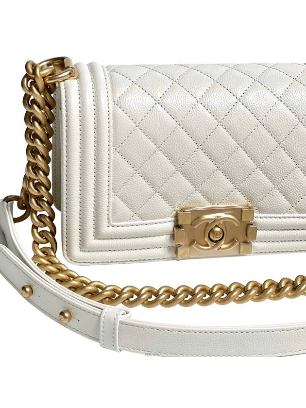 Boy Chanel Gold Flap Shoulder Bag White