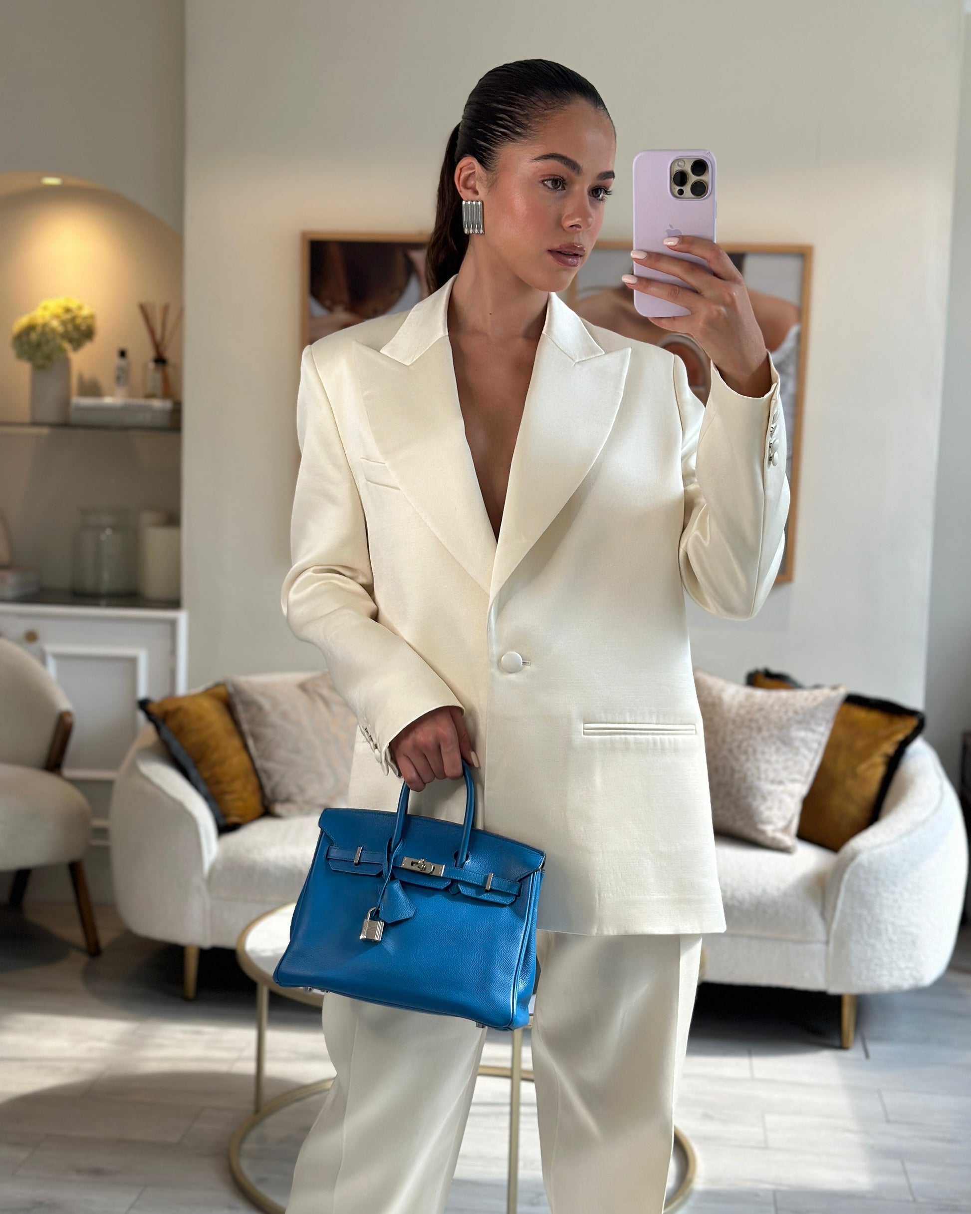 Hermes Birkin 25cm Retourne in Bleu De Galice Epsom Leather with Palladium Hardware