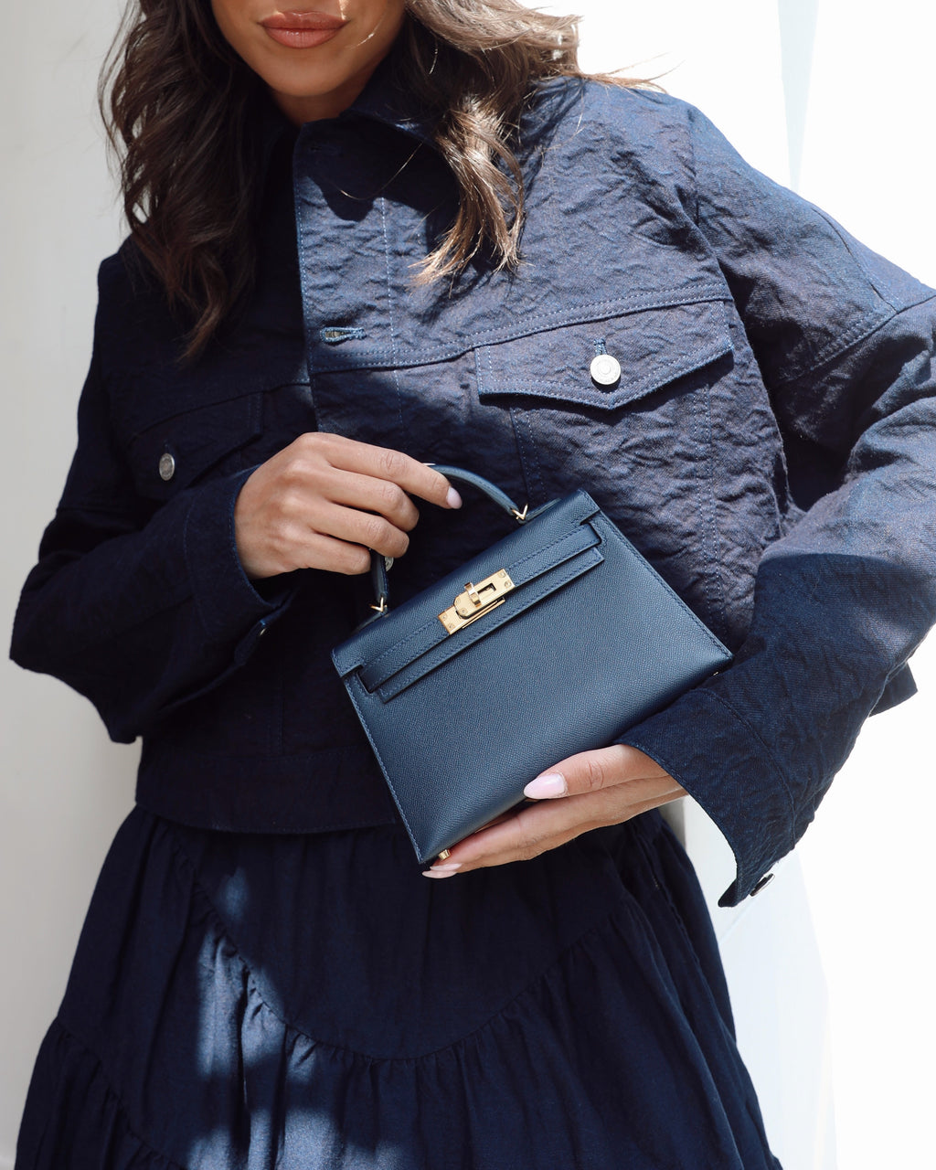 Hermes Mini Kelly II Bag 20cm in Bleu Nuit Madame Leather with Gold Hardware
