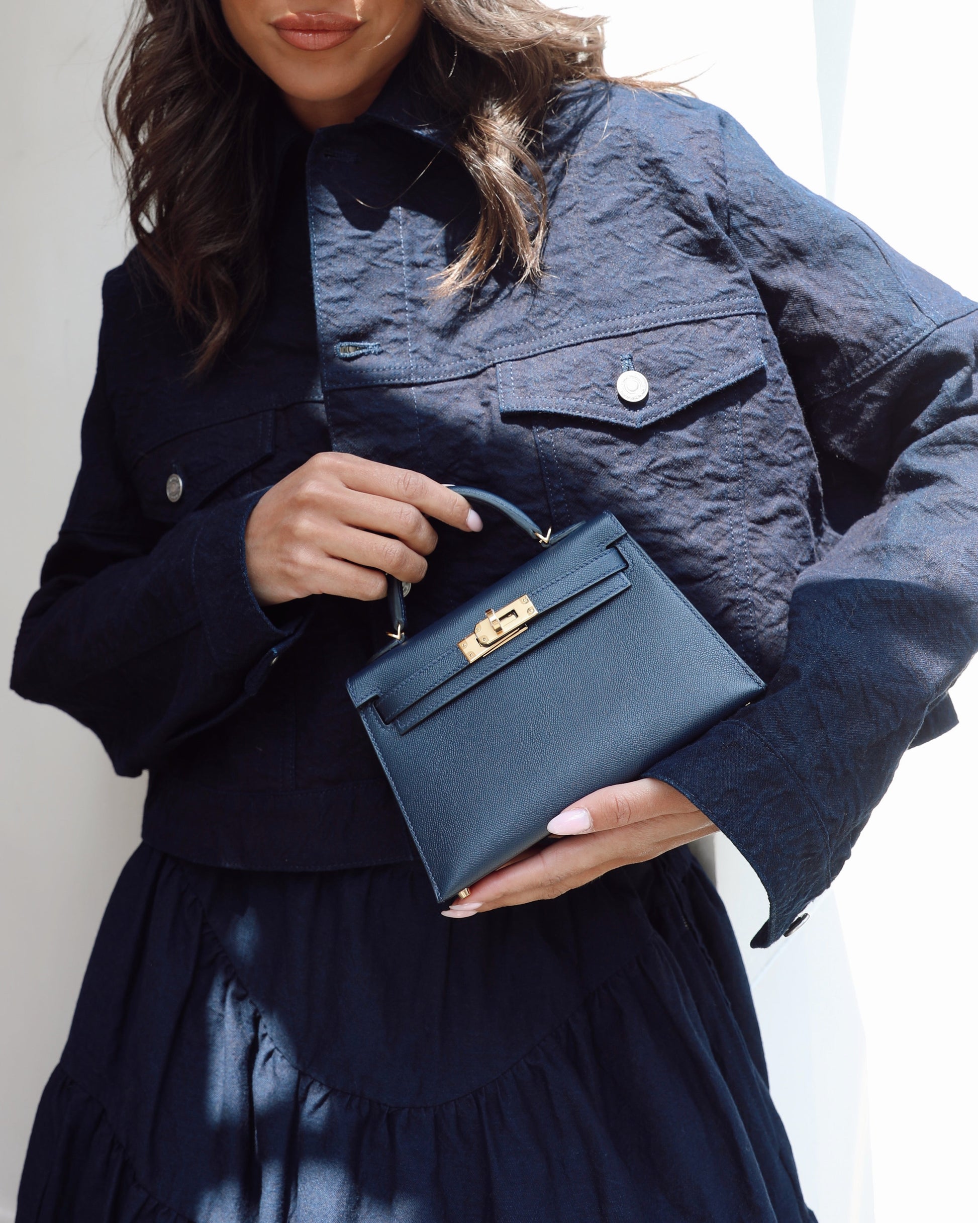 Hermes Mini Kelly II Bag 20cm in Bleu Nuit Madame Leather with Gold Hardware