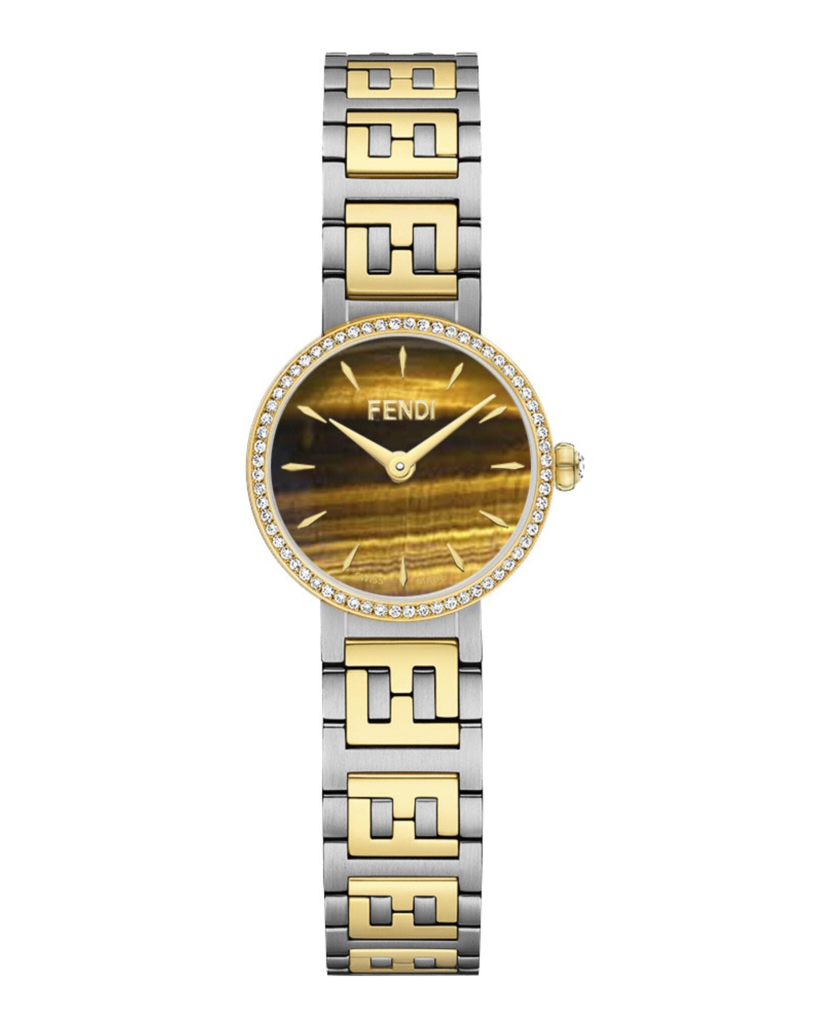 Fendi Womens Two Tone 19mm Bracelet Fashion Watch Two Tone