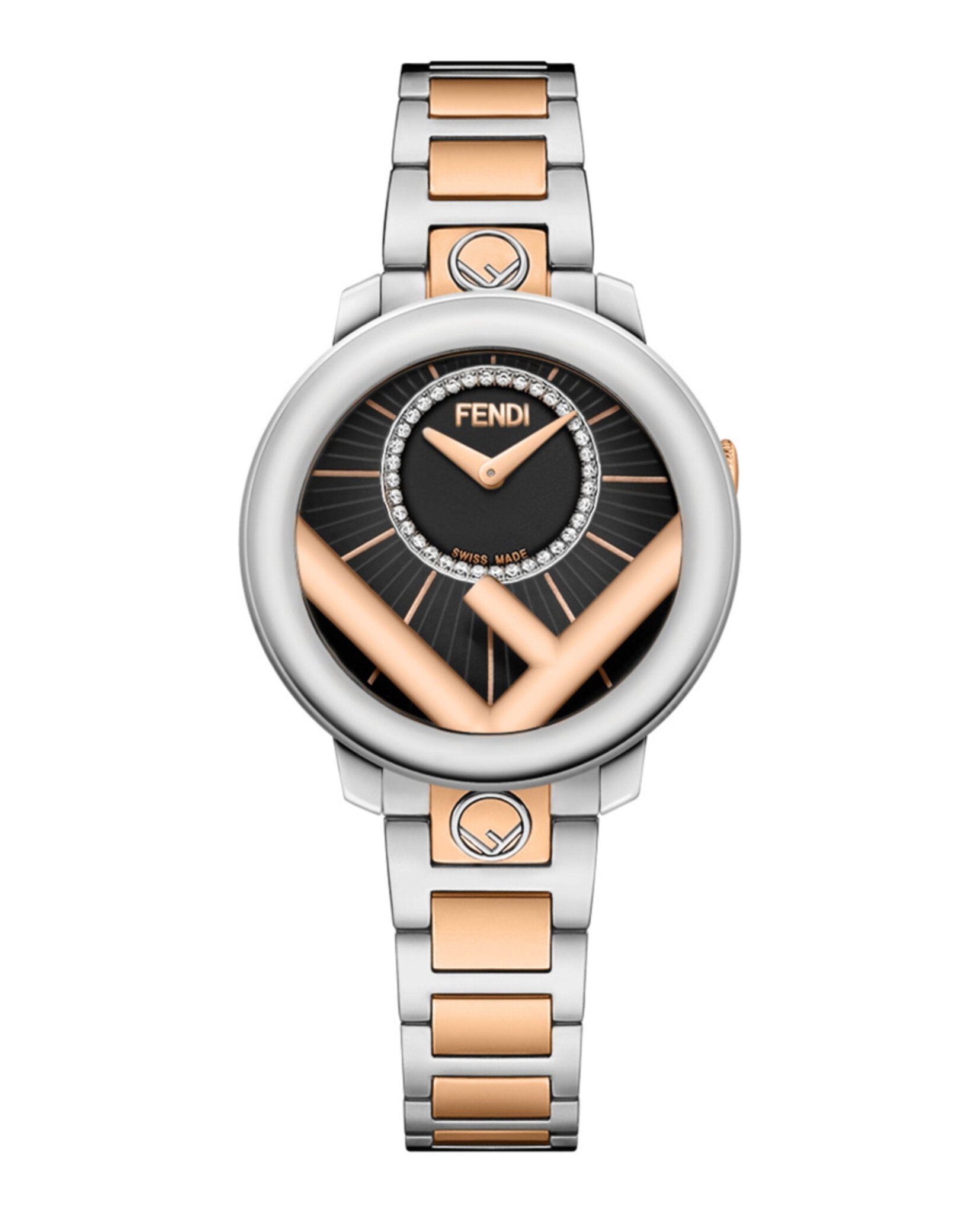 Fendi Womens Two Tone 28mm Bracelet Fashion Watch Two Tone