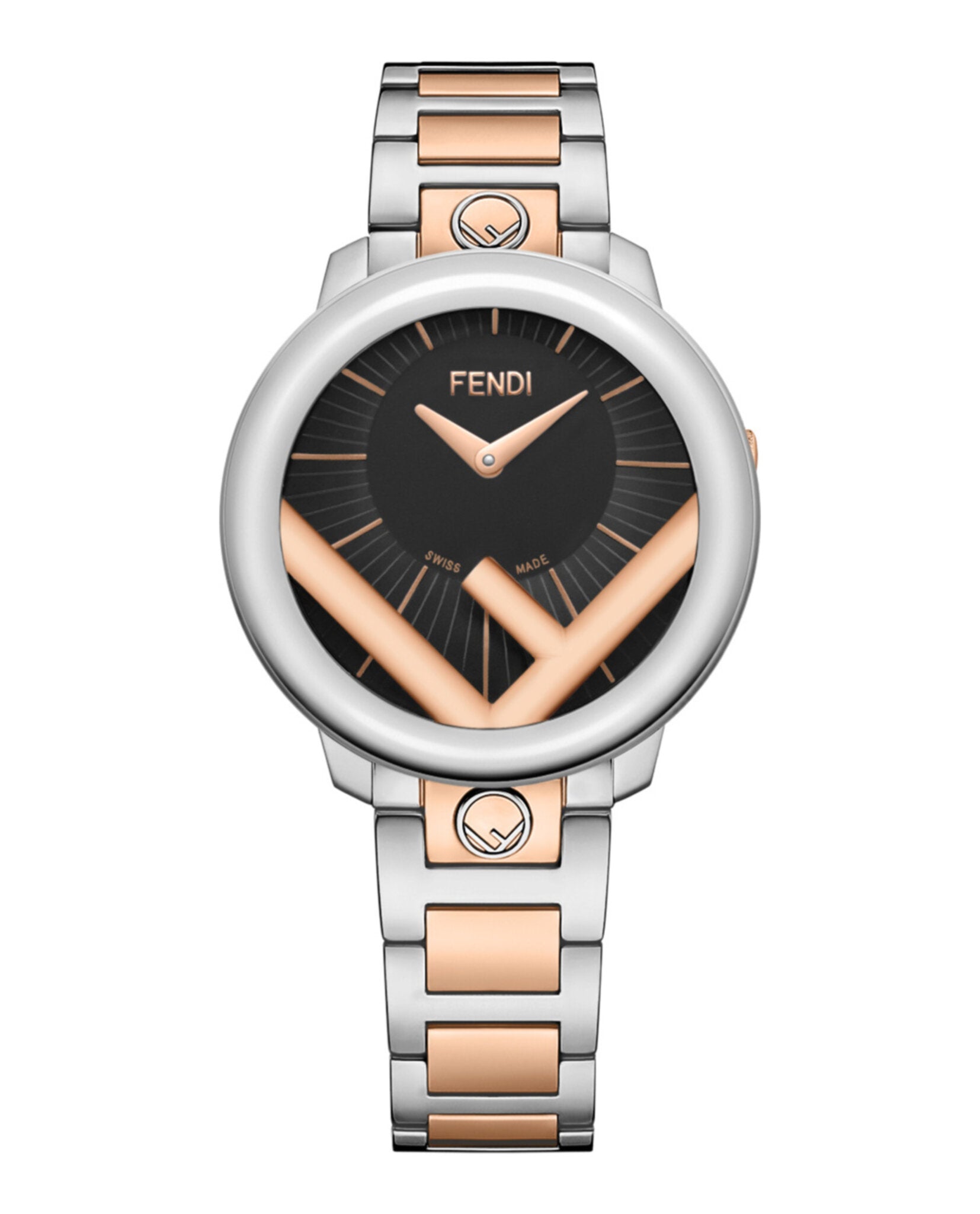 Fendi Womens Two Tone 36mm Bracelet Fashion Watch Two Tone