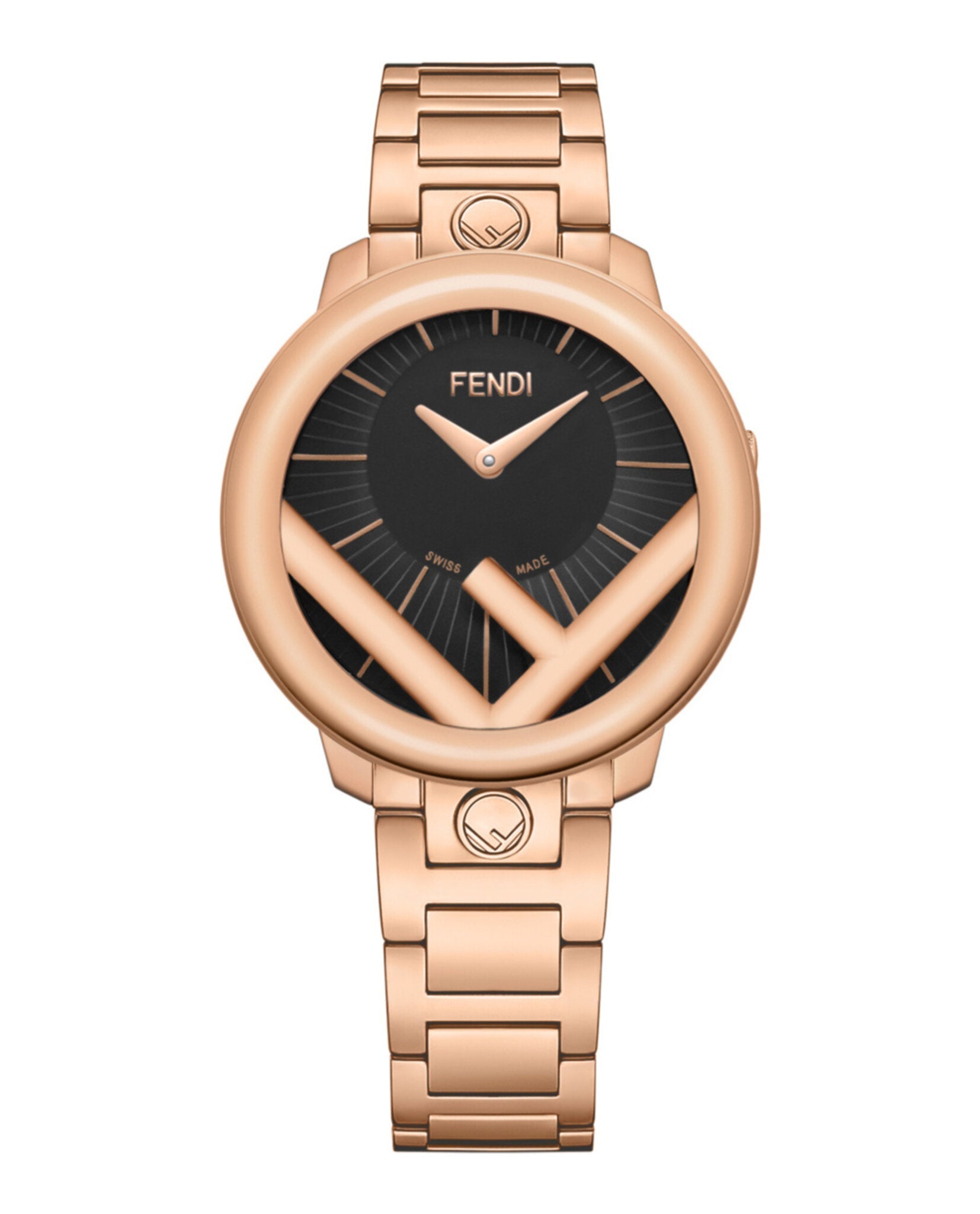 Fendi Womens Run Away Rose Gold 36mm Bracelet Fashion Watch Rose Gold