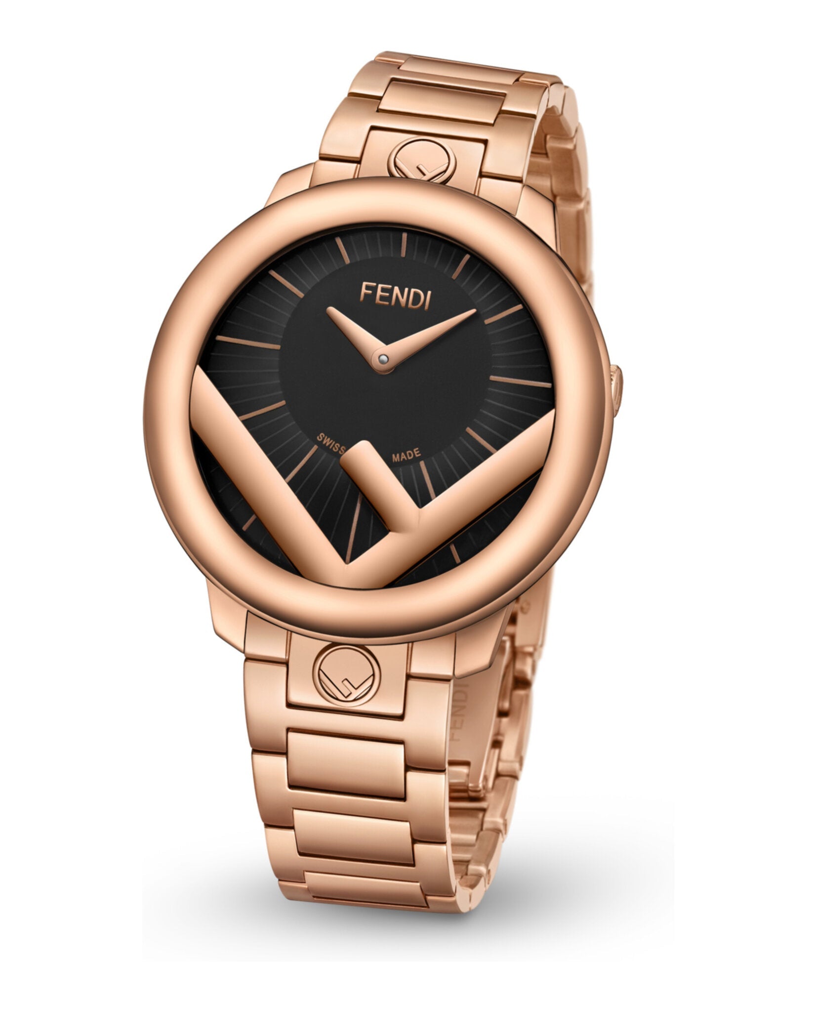 Fendi Womens Run Away Rose Gold 36mm Bracelet Fashion Watch