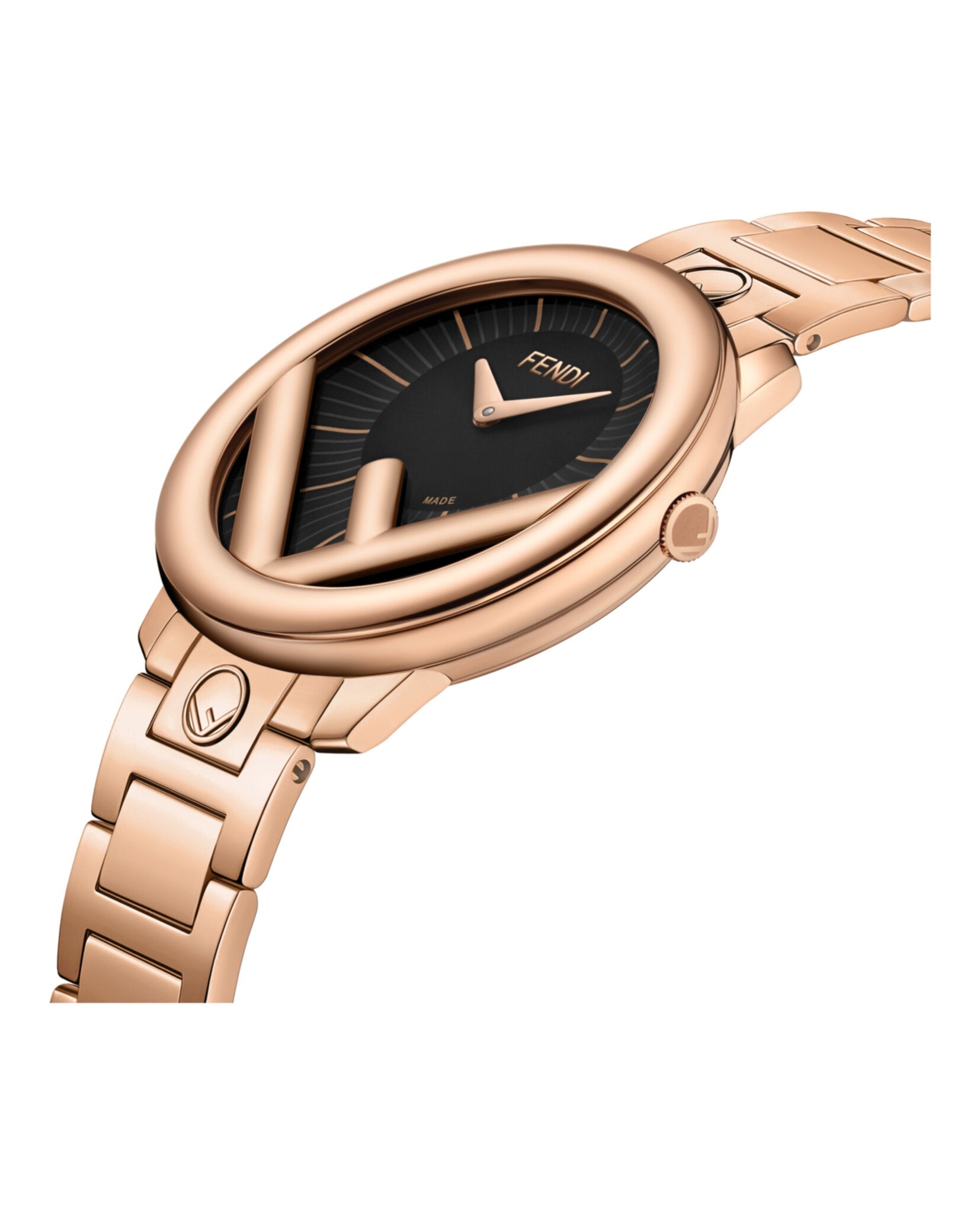 Fendi Womens Run Away Rose Gold 36mm Bracelet Fashion Watch