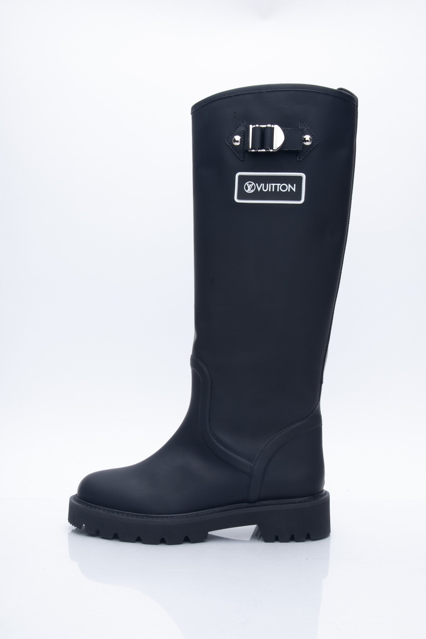 LOUIS VUITTON Black Territory Flat High Boots 38