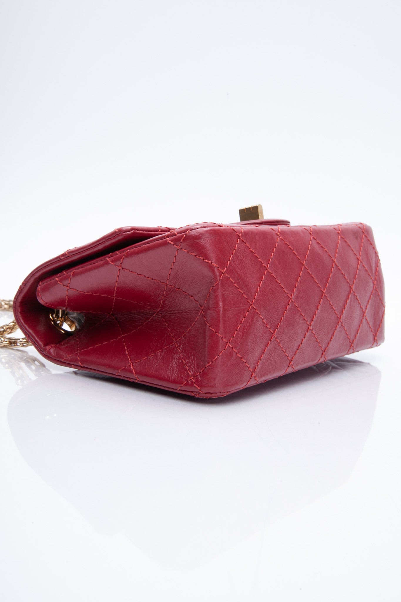 CHANEL Aged Calfskin Quilted 2.55 Reissue Mini Flap Red