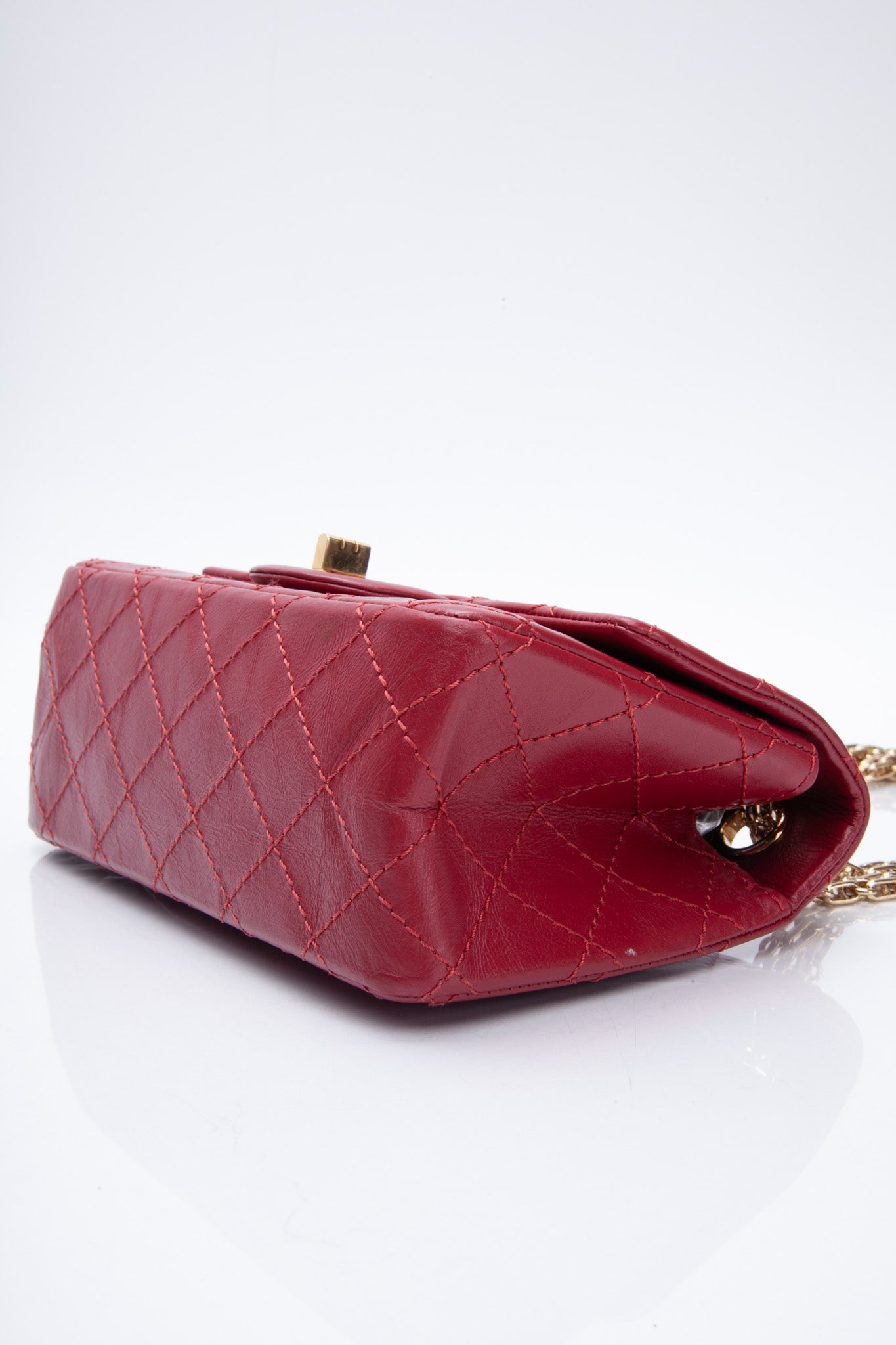 CHANEL Aged Calfskin Quilted 2.55 Reissue Mini Flap Red