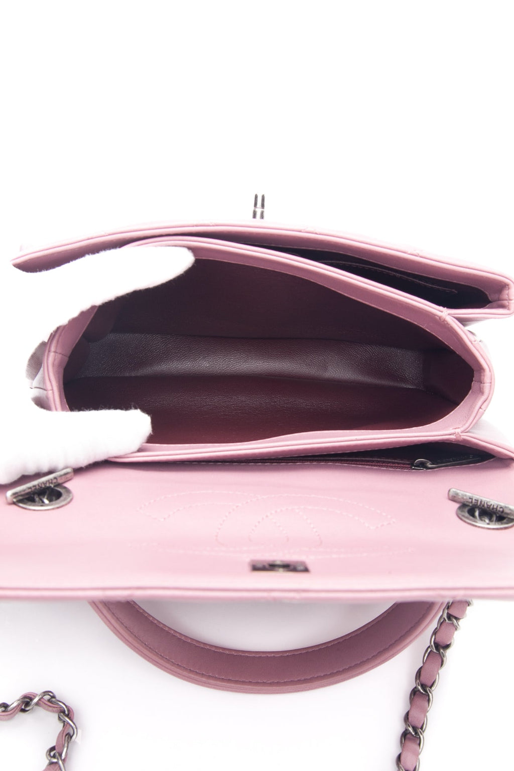 CHANEL Mauve Pink Lambskin Quilted Trendy CC Top Handle Flap Crossbody Bag
