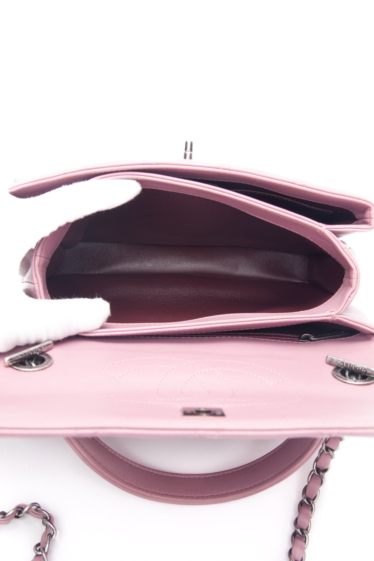 CHANEL Mauve Pink Lambskin Quilted Trendy CC Top Handle Flap Crossbody Bag