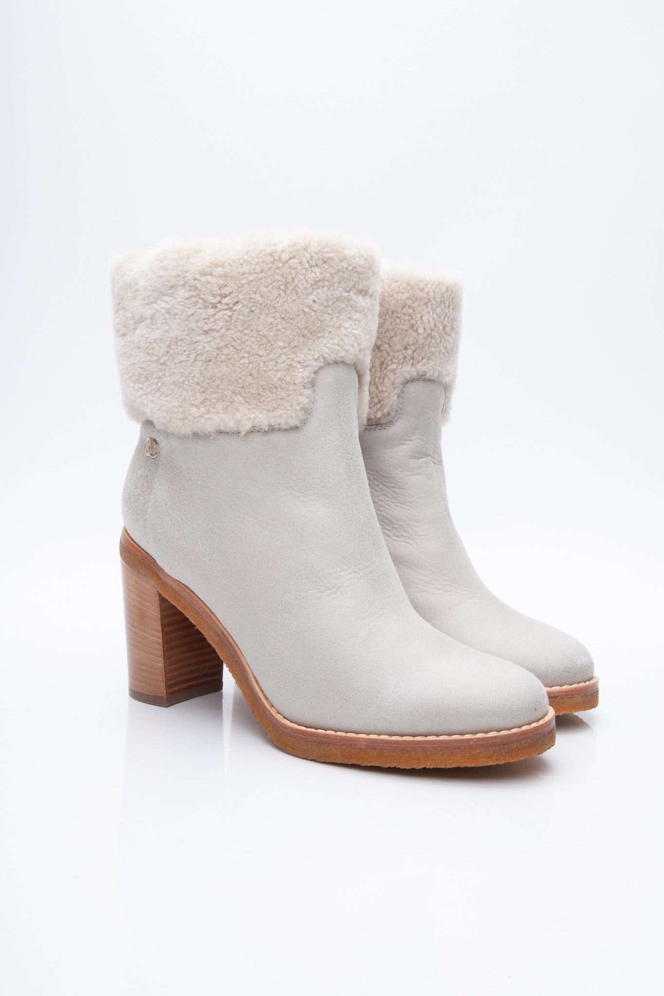 CHANEL Interlocking CC Suede Short Boots 42