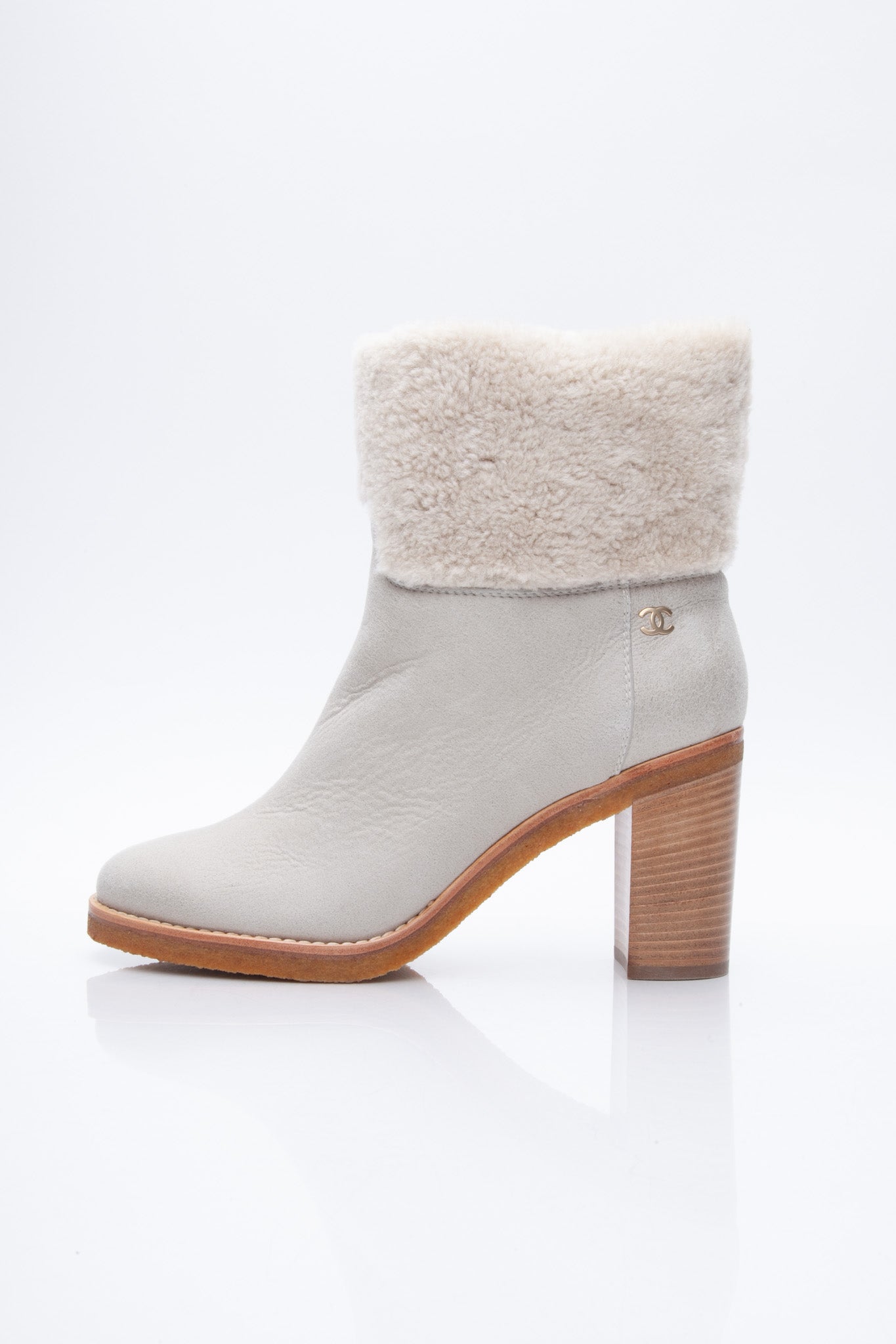 CHANEL Interlocking CC Suede Short Boots 42