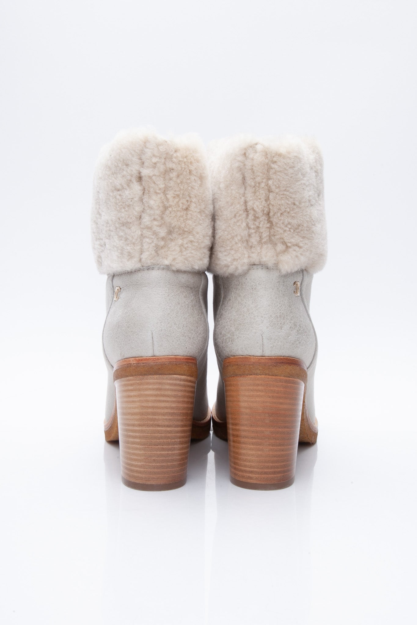 CHANEL Interlocking CC Suede Short Boots 42
