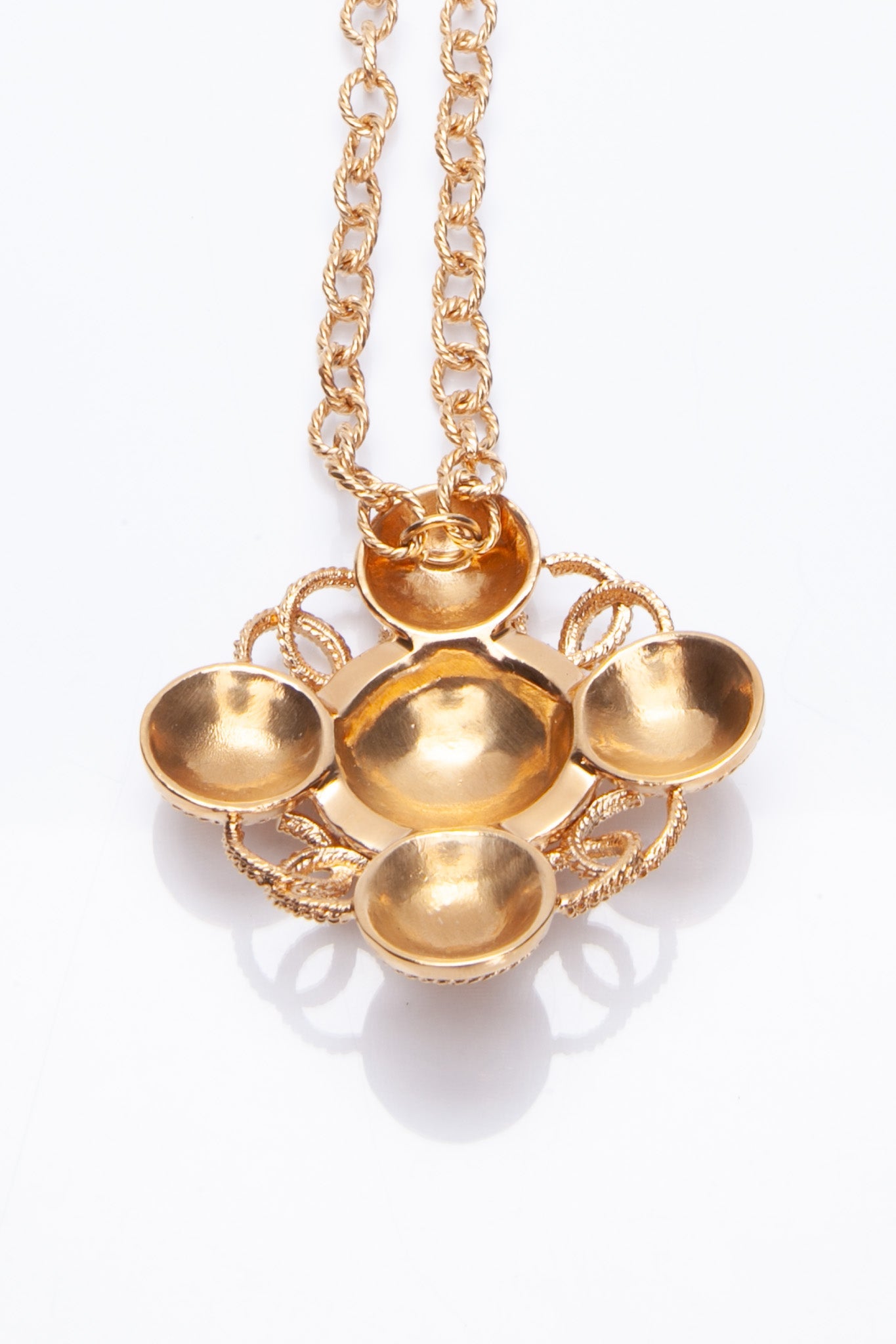 CHANEL Metal CC Necklace Gold Tone