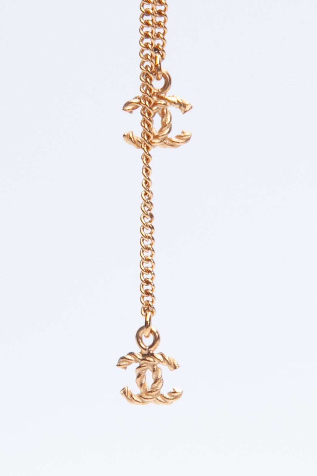 CHANEL Metal CC Necklace Gold Tone